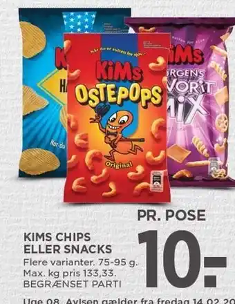 MENY KIMS CHIPS ELLER SNACKS tilbud