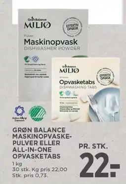 MENY GRØN BALANCE MASKINOPVASKEPULVER ELLER ALL-IN-ONE OPVASKETABS tilbud