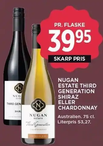 MENY NUGAN ESTATE THIRD GENERATION SHIRAZ ELLER CHARDONNAY tilbud