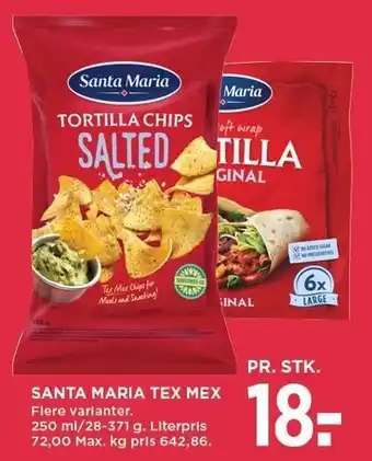 MENY SANTA MARIA TEX MEX tilbud