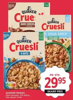 MENY QUAKER CRUESLI tilbud
