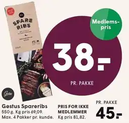 SPAR GESTUS SPARERIBS 550 g tilbud