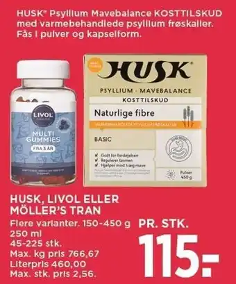 MENY HUSK, LIVOL ELLER MÖLLER'S TRAN tilbud