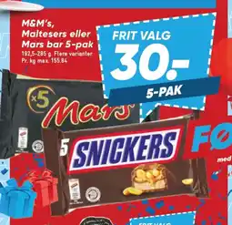 Bilka M&M's, Maltesers eller Mars bar 5-pak tilbud