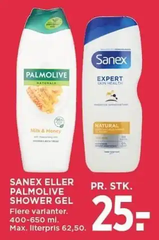 MENY SANEX ELLER PALMOLIVE SHOWER GEL tilbud