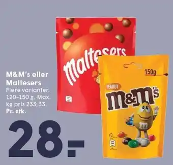 SPAR M&M's eller Maltersers 120-150 g tilbud