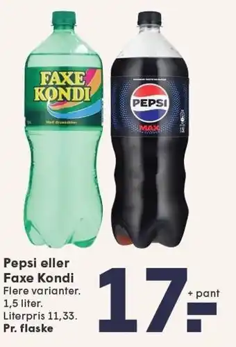 SPAR PEPSI ELLER FAXE KONDI 1,5 liter tilbud