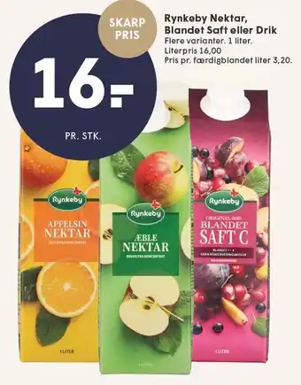 SPAR Rynkeby Nektar Blandet Saft eller Drik 1 liter tilbud