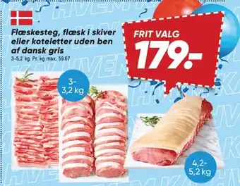 Bilka Flæskesteg, flæsk i skiver eller koteletter uden ben af dansk gris tilbud