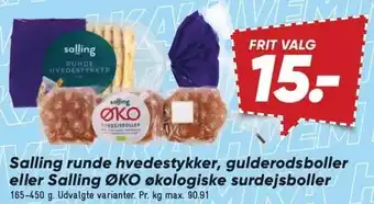 Bilka Salling runde hvedestykker, gulerodsboller eller Salling ØKO Økologiske surdejsboller tilbud