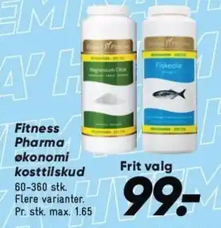 Bilka Fitness Pharma økonomi kosttilskud 60-360 stk tilbud