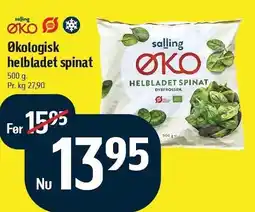 Føtex Salling Økologisk helbladet spinat tilbud