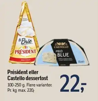 Føtex Président eller Castello dessertost tilbud