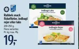 Føtex Rahbek snack fiskefileter, indbagt rejer eller laks tilbud