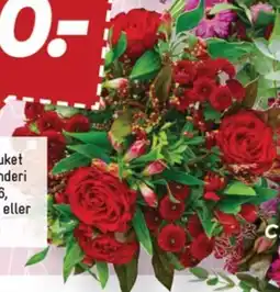 Bilka Håndbundet buket med 4 bundter blomster og grønt tilbud