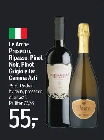 Føtex Le Arche Prosecco, Ripasso, Pinot Noir, Pinot Grigio eller Gemma Asti tilbud