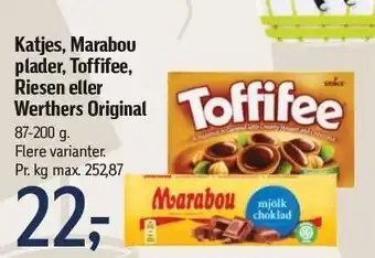 Føtex Katjes, Marabou plader, Toffifee, Riesen eller Werthers Original tilbud