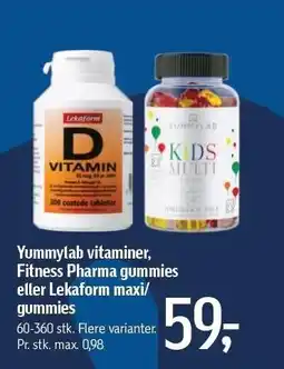 Føtex Yummylab vitaminer, Fitness Pharma gummies eller Lekaform maxi/gummies tilbud