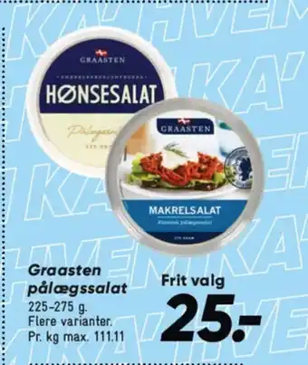 Bilka GRAASTEN pålægssalat tilbud