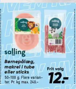 Bilka Børnepålæg, makrel i tube eller sticks tilbud