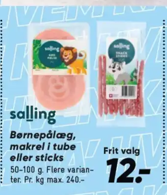 Bilka Børnepålæg, makrel i tube eller sticks tilbud