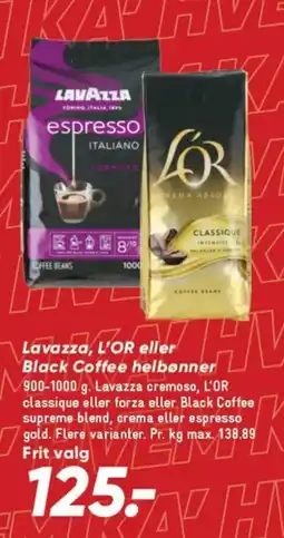 Bilka LAVAZZA ,L'OR eller Black Coffee helbonner tilbud