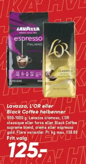 Bilka LAVAZZA ,L'OR eller Black Coffee helbonner tilbud