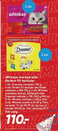 Bilka WHISKAS marked eller Perfect Fit tørfoder tilbud