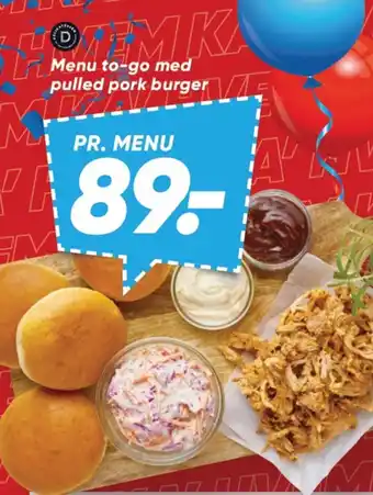 Bilka Menu to-go med pulled pork burger tilbud