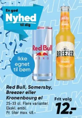 Bilka Red Bull, Somersby, Breezer eller Kronenbourg øl tilbud