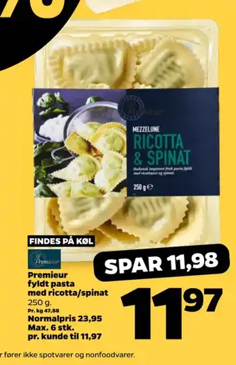 Netto Premieur fyldt pasta med ricotta/spinat tilbud