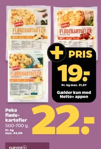 Netto Peka fløde- kartofler tilbud