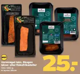 Netto Varmrøget laks, Skagen lakse- eller fiskefrikadeller tilbud