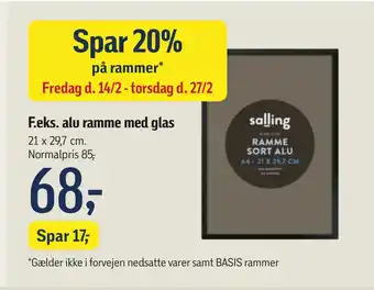 Føtex alu ramme med glas tilbud