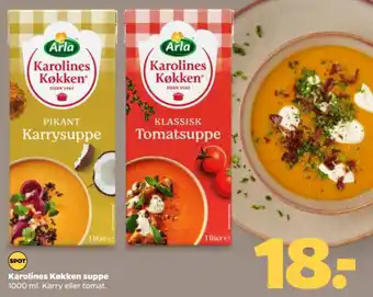 Netto Karolines Køkken suppe. Karry eller tomat. tilbud