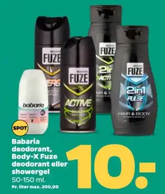 Netto Babaria deodorant, Body-X Fuze deodorant eller showergel. tilbud