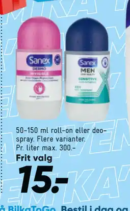 Bilka 50-150 ml roll-on eller deospray tilbud