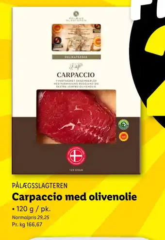 Lidl Carpaccio med olivenolie tilbud