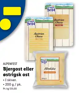 Lidl Bjergost eller østrigsk ost tilbud