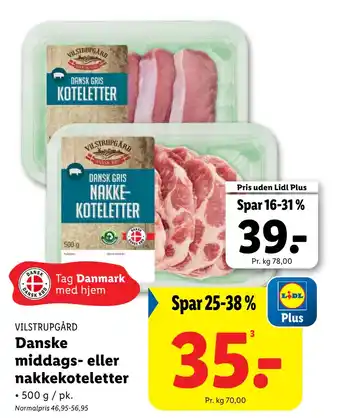 Lidl Danske middags- eller nakkekoteletter tilbud