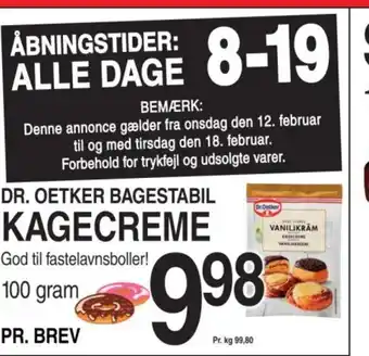 ABC Lavpris Dr. oetker bagestabil kagecreme tilbud