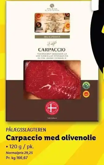 Lidl Pålægsslagteren Carpaccio med olivenolie tilbud