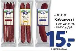 Lidl ALPENFEST Kabanossi tilbud