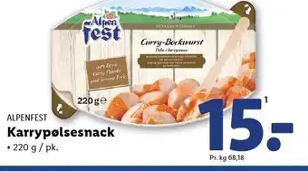 Lidl ALPENFEST Karrypølsesnack tilbud