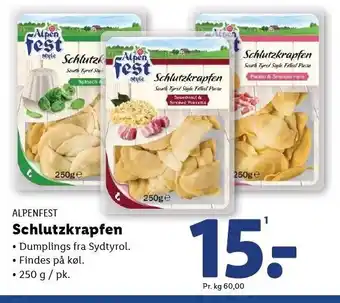 Lidl ALPENFEST Schlutzkrapfen tilbud