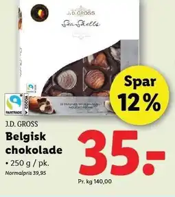 Lidl J.D. GROSS Belgisk chokolade tilbud