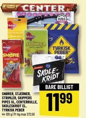 Løvbjerg SNØRER, STJERNER, STRIMLER, SKIPPERS PIPES XL, CENTERRULLE, SKOLEKRIDT EL. TYRKISK PEBER tilbud