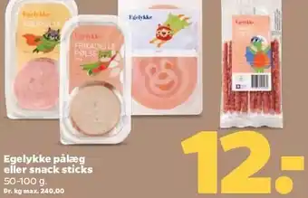 Netto Egelykke pålæg eller snacks sticks tilbud