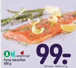 REMA 1000 Fersk laksefilet 600 g tilbud