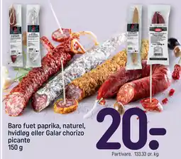 REMA 1000 Baro fuet paprika, naturel, hvidløg eller Galar chorizo picante 150 g tilbud